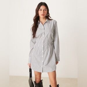 Abercrombie & Fitch Navy Pinstripe Dress Shirt